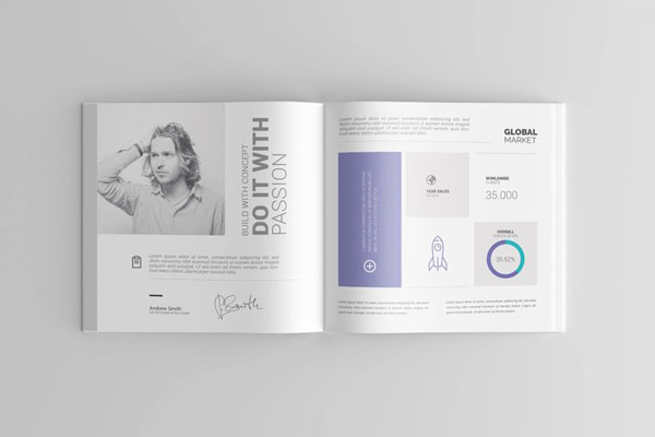 4 Shots of Square Book Mockup FREE PSD