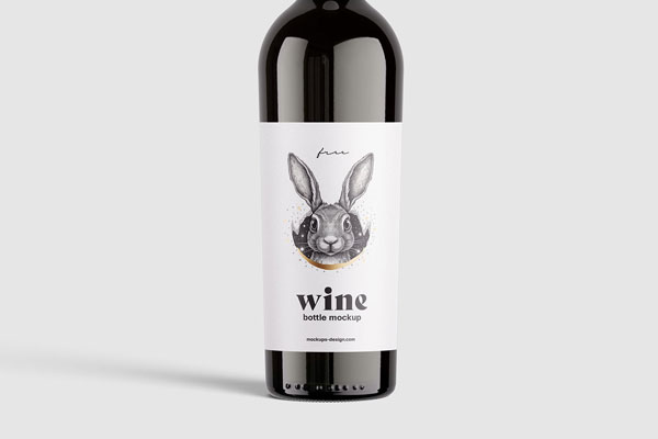 4 Wine Bottle Label Mockups Made of Amber or Transparent Glass FREE PSD