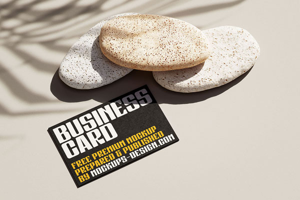 5 Business Card Mockups with Stones and Shadow FREE PSD