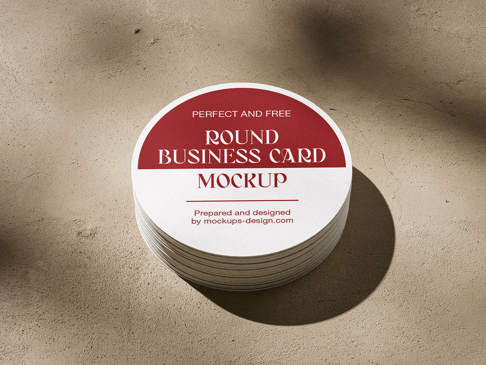 5 Mockups of Circle Business Cards on Concrete Floor FREE PSD