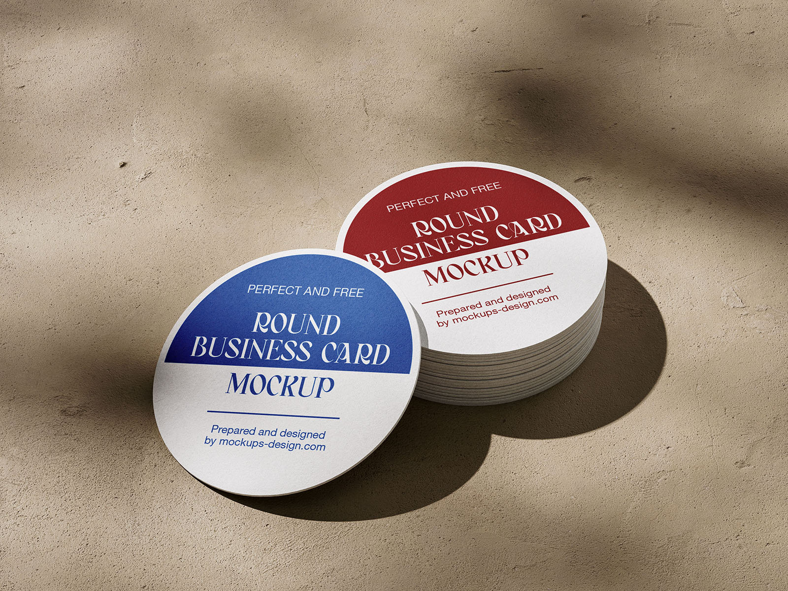 5 Mockups of Circle Business Cards on Concrete Floor FREE PSD