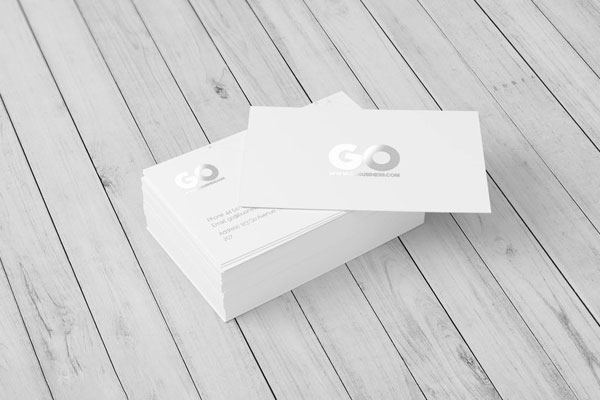 5 Perspective View Business Card Mockups on Wood FREE PSD