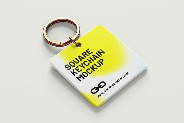 5 Sights of Square Keychain Mockup FREE PSD