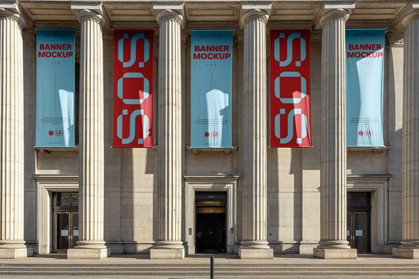 5 Vertical Art Museum Banners Mockup FREE PSD