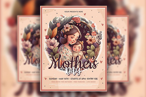 Cute Floral Mothers Day Flyer / Instagram Post Template FREE PSD