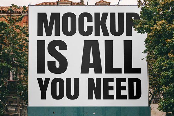 Facing Showcase of Standing Billboard Mockup FREE PSD