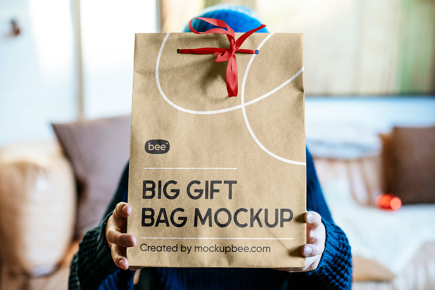 Facing View of Big Eco Gift Bag Mockup FREE PSD