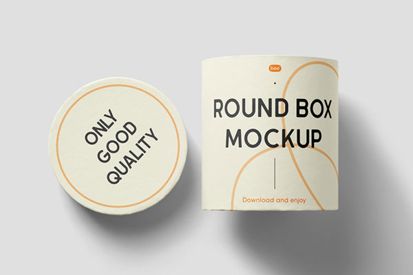 Facing View of Round Box Mockup with Lid FREE PSD