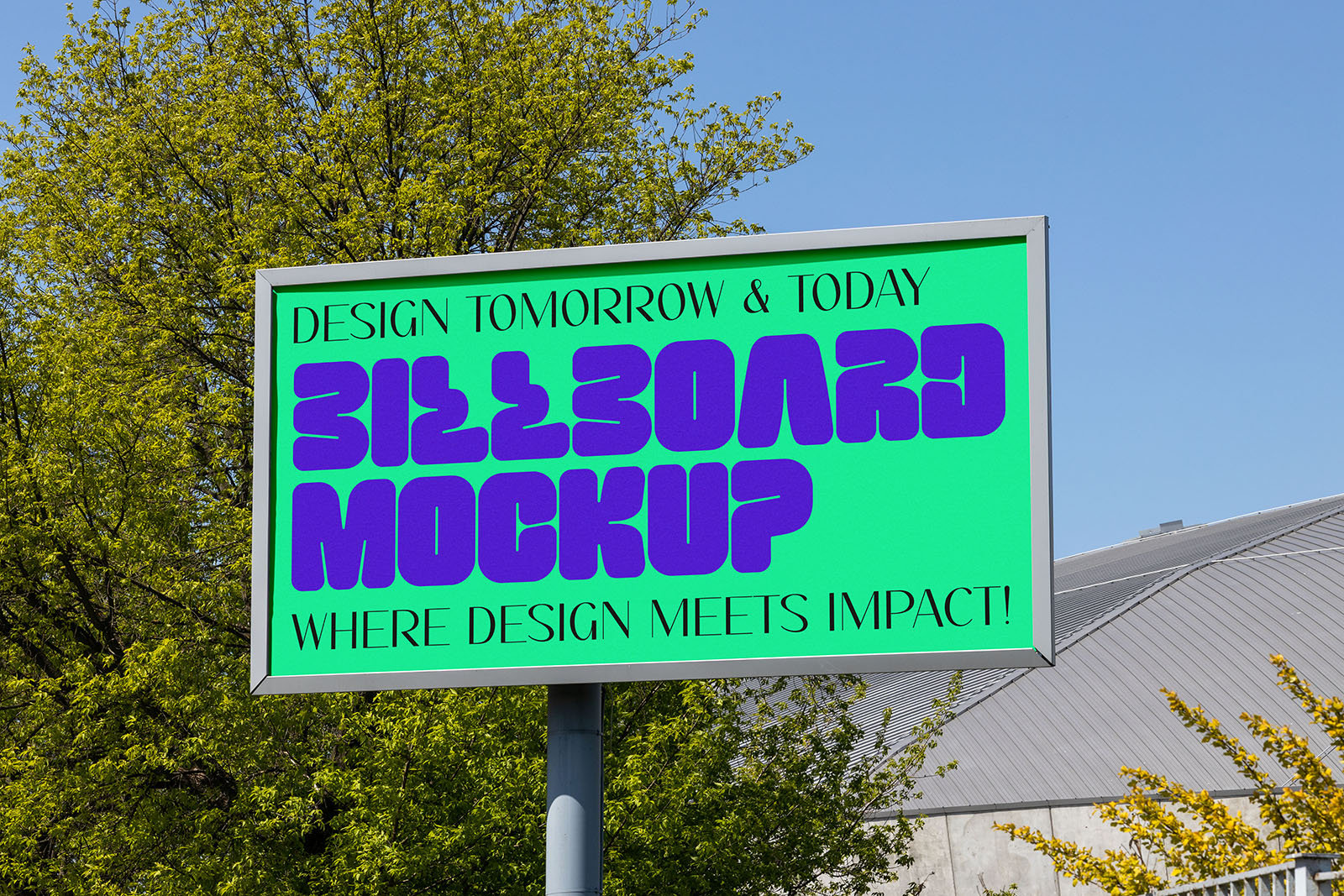 Facing View of Simple Sunny Billboard Mockup FREE PSD