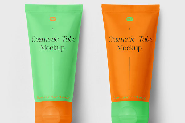 Facing View of Small Cosmetic Tube Mockups FREE PSD