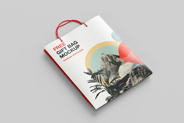 Flat Gift Bag Mockups in 4 Different Views FREE PSD