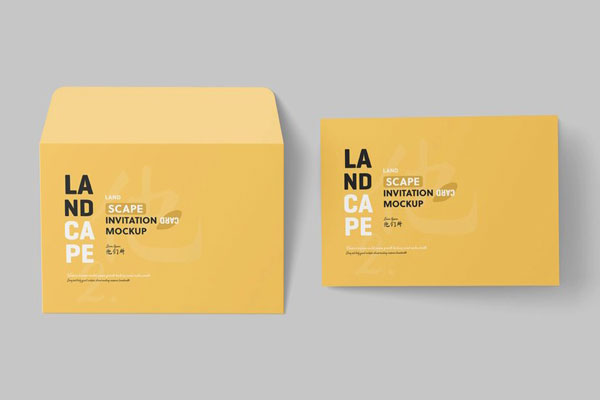 Folded Invitation Card Mockup in 4 Shots FREE PSD