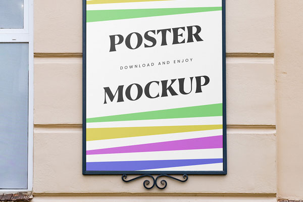 Front Sight of Metal City Poster Frame Mockup FREE PSD