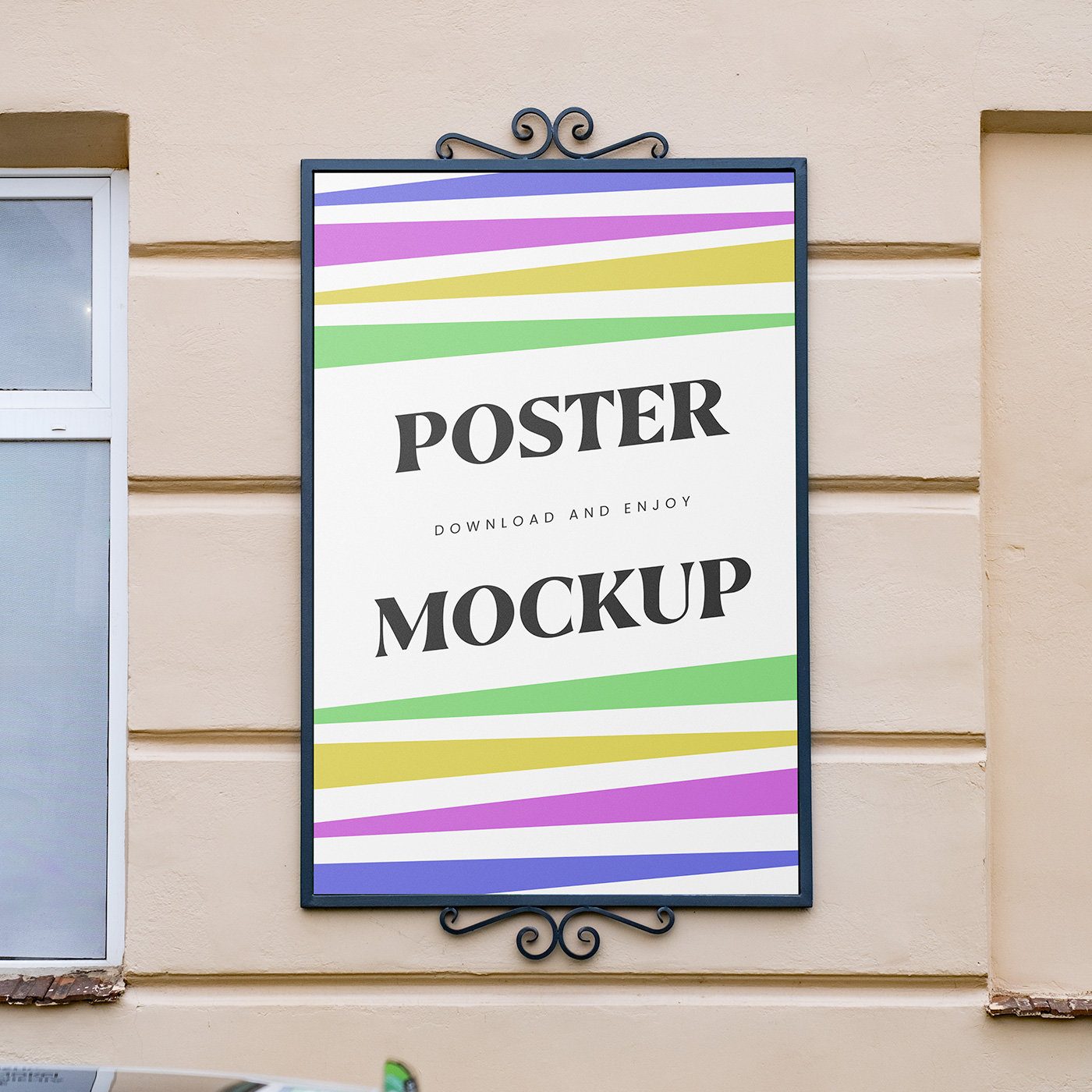 Front Sight of Metal City Poster Frame Mockup FREE PSD