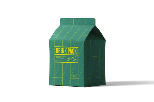 Front View of Drink Carton Packing Mockup FREE PSD