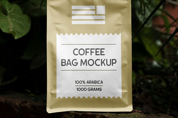 Front View of Foil Coffee Bag Mockup FREE PSD