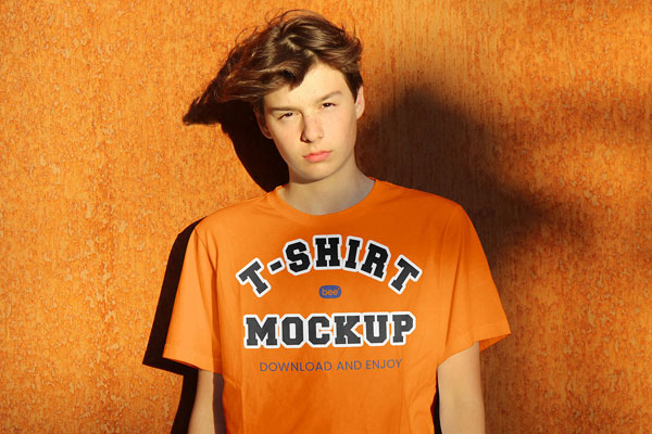 Front View of Modern Cotton T-shirt Mockup FREE PSD
