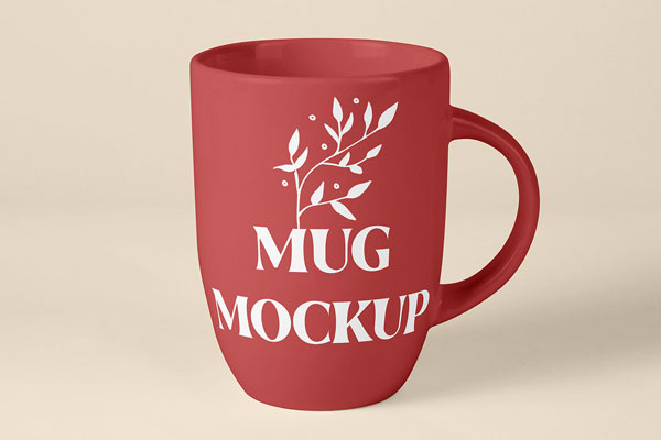 Front View of Standing Ceramic Mug Mockup FREE PSD