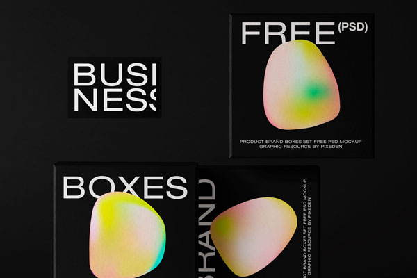 Front View Packaging Mockup with 3 Square Boxes FREE PSD