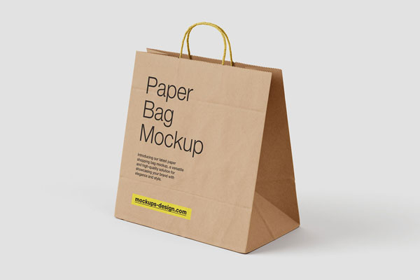 Paper Shopping Bag Mockup in 4 Showcases FREE PSD