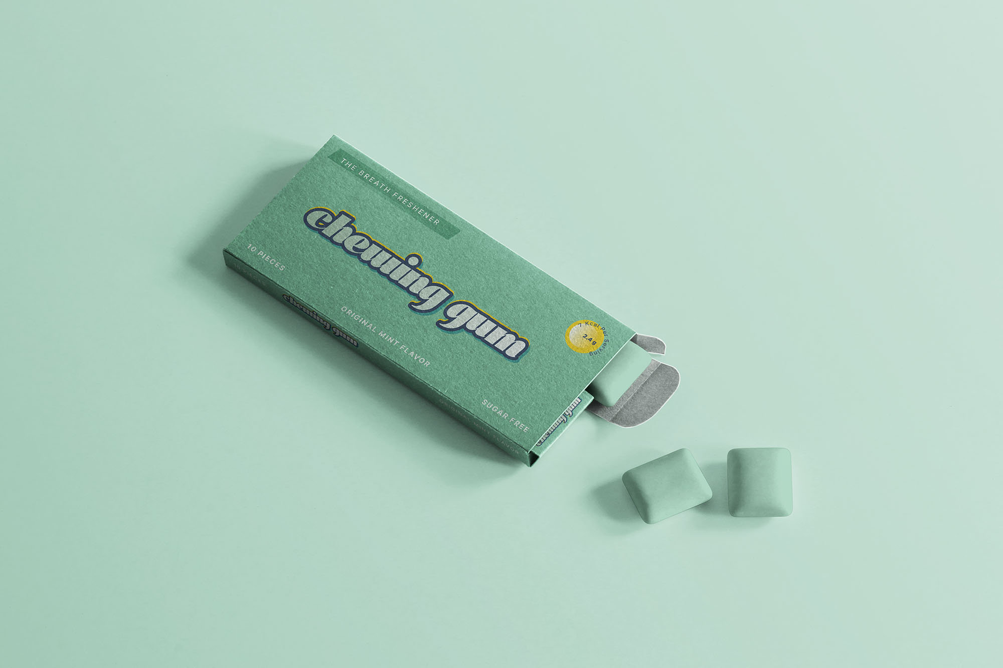 Perspective Angle of Half Open Chewing Gum Packaging Mockup Free