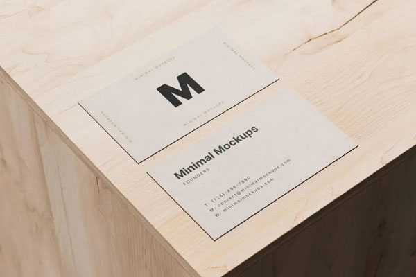 Perspective Show of Business Cards Mockup on Wooden Box FREE PSD