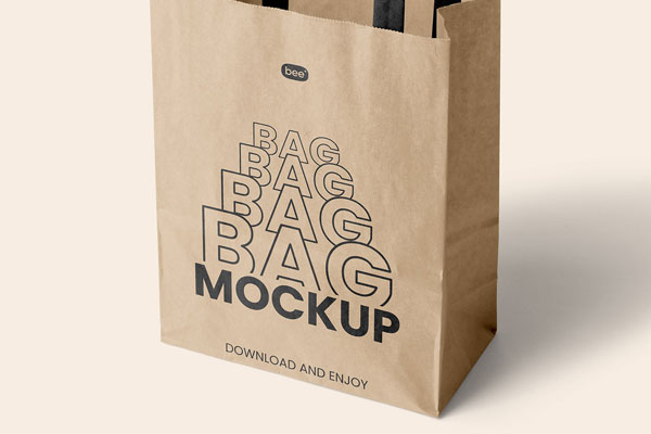 Perspective Showcase of Paper Bag Mockup FREE PSD
