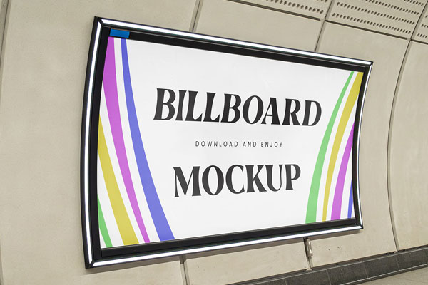 Perspective Sight of Curved Billboard Mockup FREE PSD