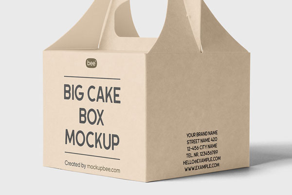 Perspective Sight of Food Box Mockup with Handle FREE PSD