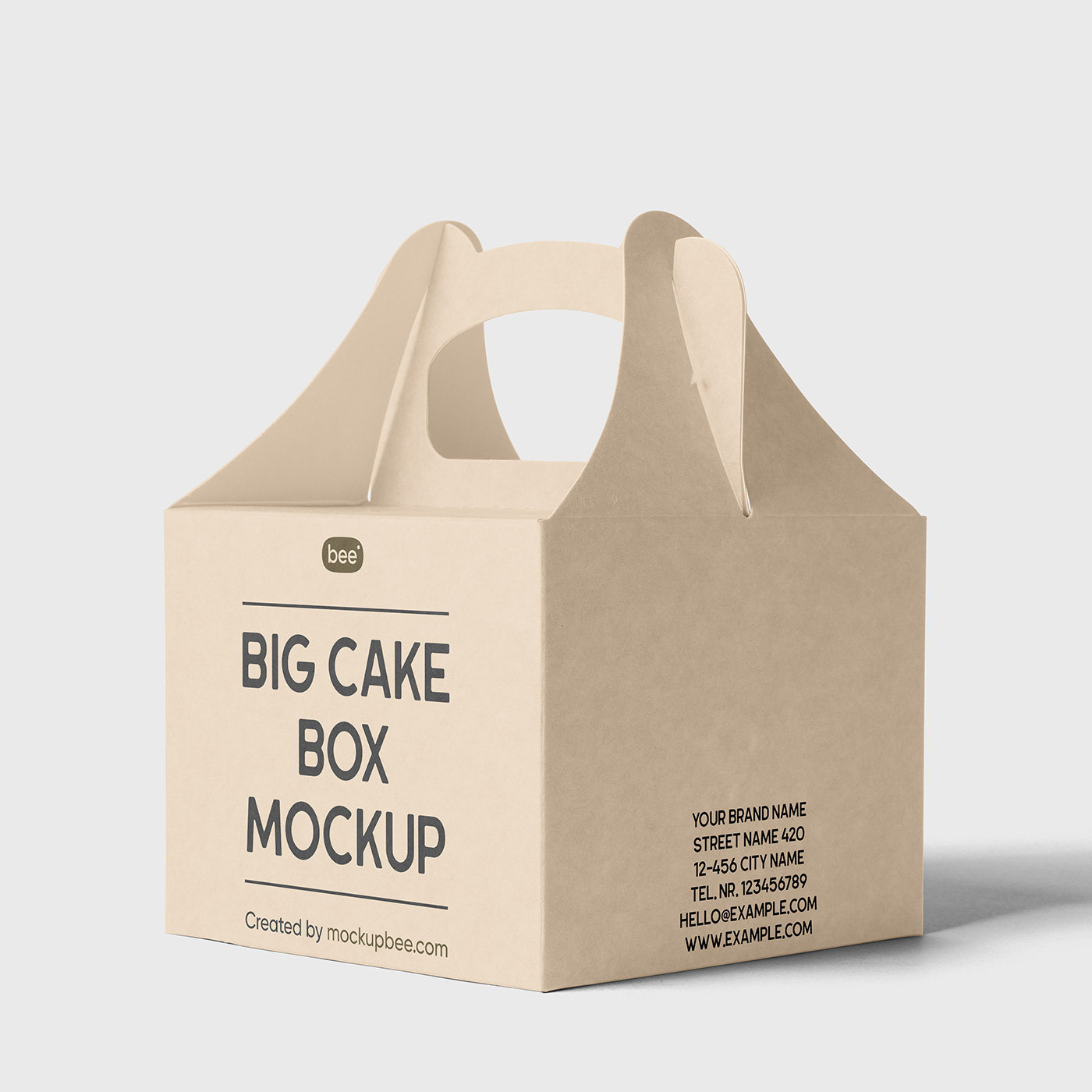 Perspective Sight of Food Box Mockup with Handle FREE PSD