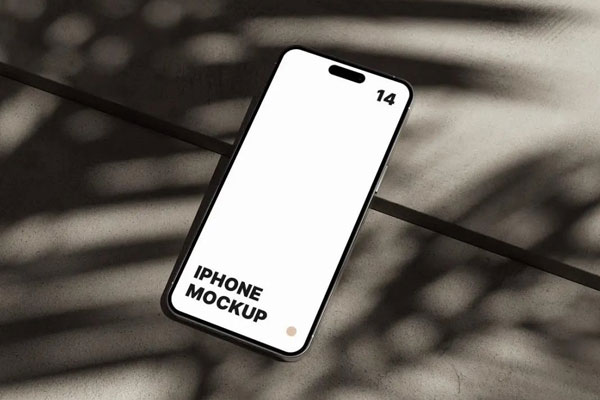 Perspective Sight of iPhone 14 Pro Max Mockup on Concrete FREE PSD