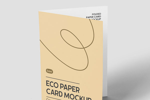 Perspective View of Folded Paper Card Mockup FREE PSD