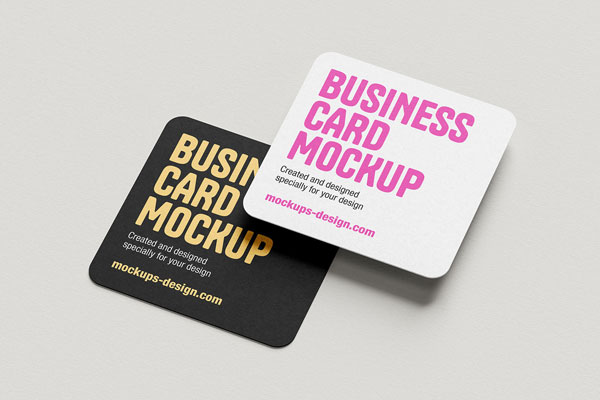 Rounded Square Business Cards Mockup in 6 Shots FREE PSD