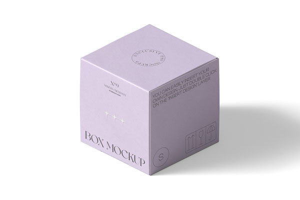 Square Box Mockup in Perspective View FREE PSD
