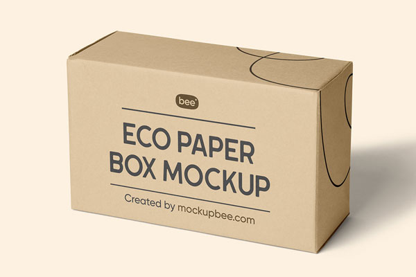 Square Standing Cardboard Box Mockup FREE PSD