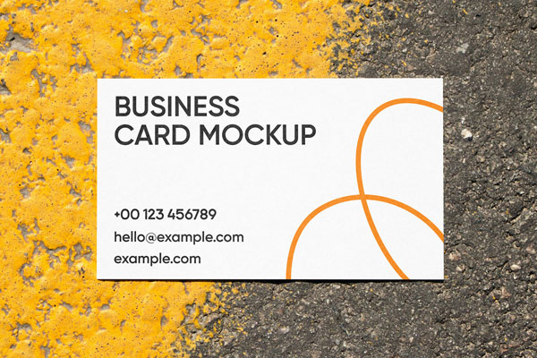 Top View Business Card Mockup on Street FREE PSD