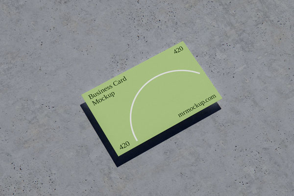 Top View of Business Card with Shadow on Concrete Mockup FREE PSD