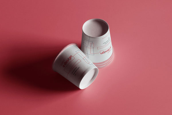 2 Free Coffee Cup Mockup in Facing View PSD Template