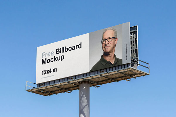 2 Low-Angle Shots of 12x4 m Billboard Mockups FREE PSD