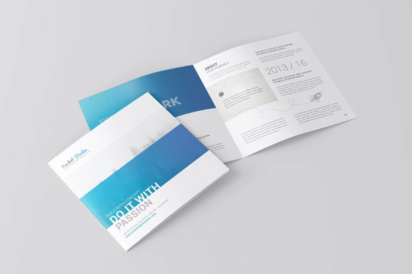 4 Sights of Square 2 Fold Brochure Mockup FREE PSD