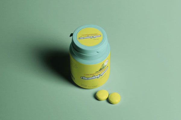 Chewing Gum Jar Mockup in Perspective View FREE PSD