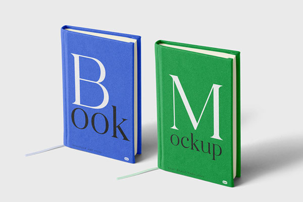 Double Standing Notebooks Mockup in Perspective View FREE PSD