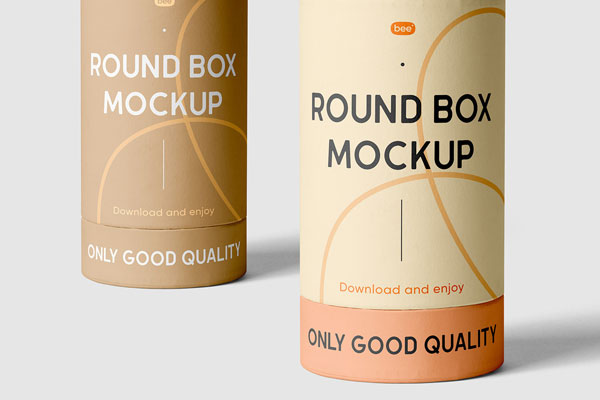 Facing View of Tall Tube Box Mockup FREE PSD