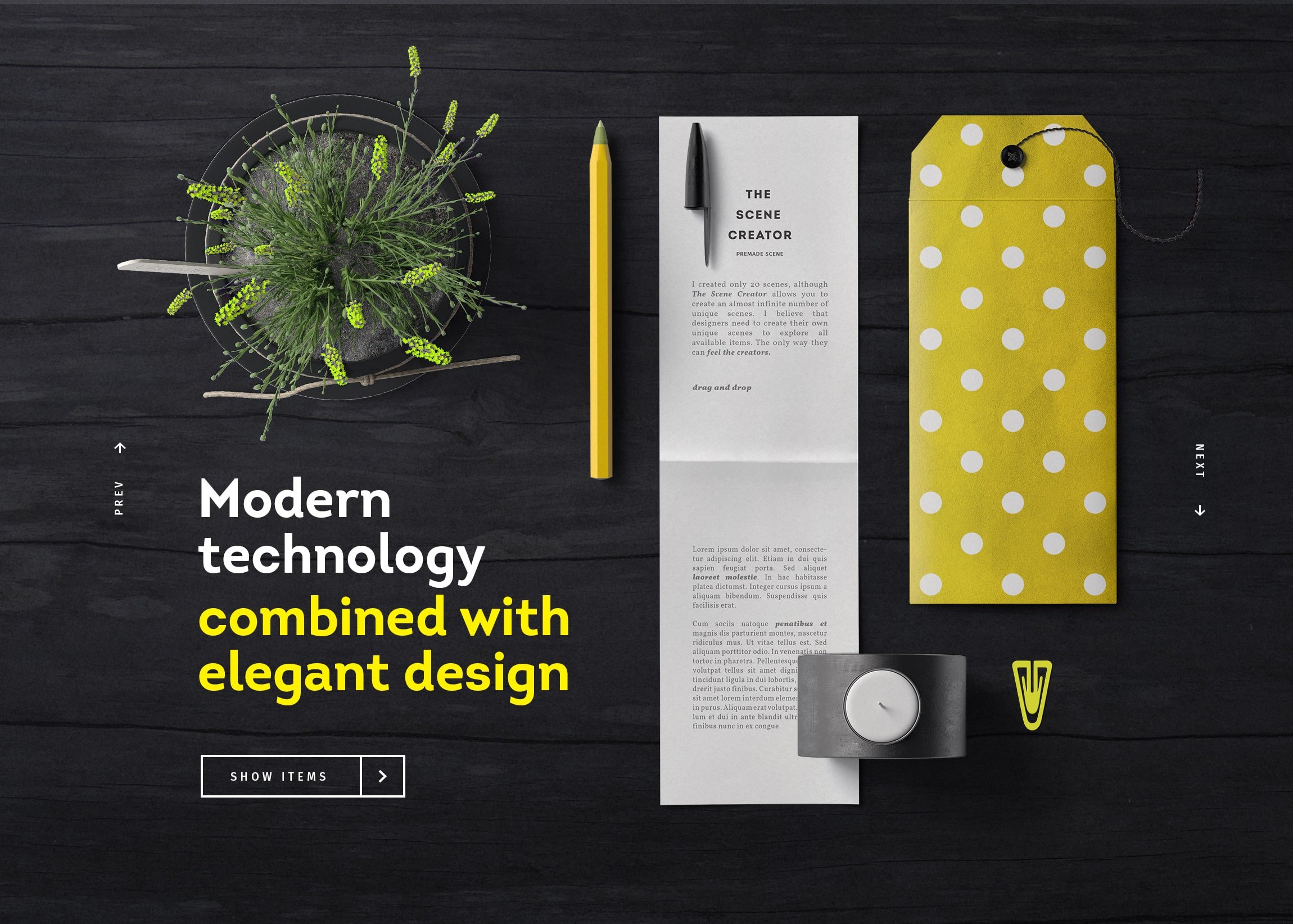 Folded Paper and Envelope Mockup in Top View with Plant FREE PSD