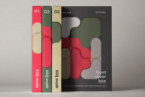Front Show of Spine Cover Boxes Mockup FREE PSD