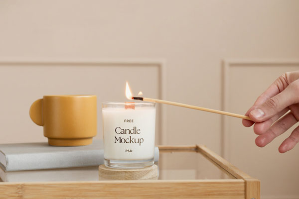 Front Sight of Fragrance Candle Mockup FREE PSD