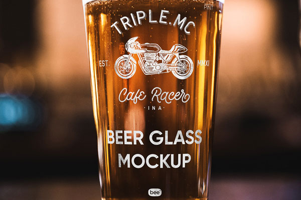 Front View of Beer Pint Mockup FREE PSD