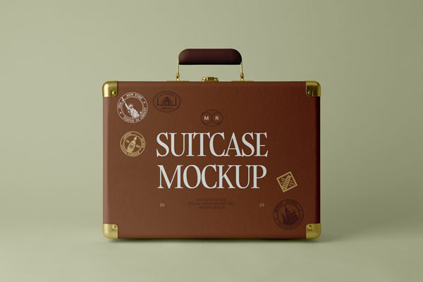 Front View of Standing Suitcase Mockup FREE PSD