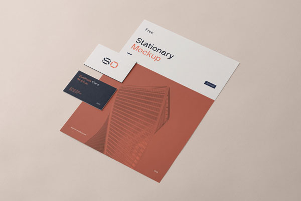 Perspective View of Stationery Mockup FREE PSD