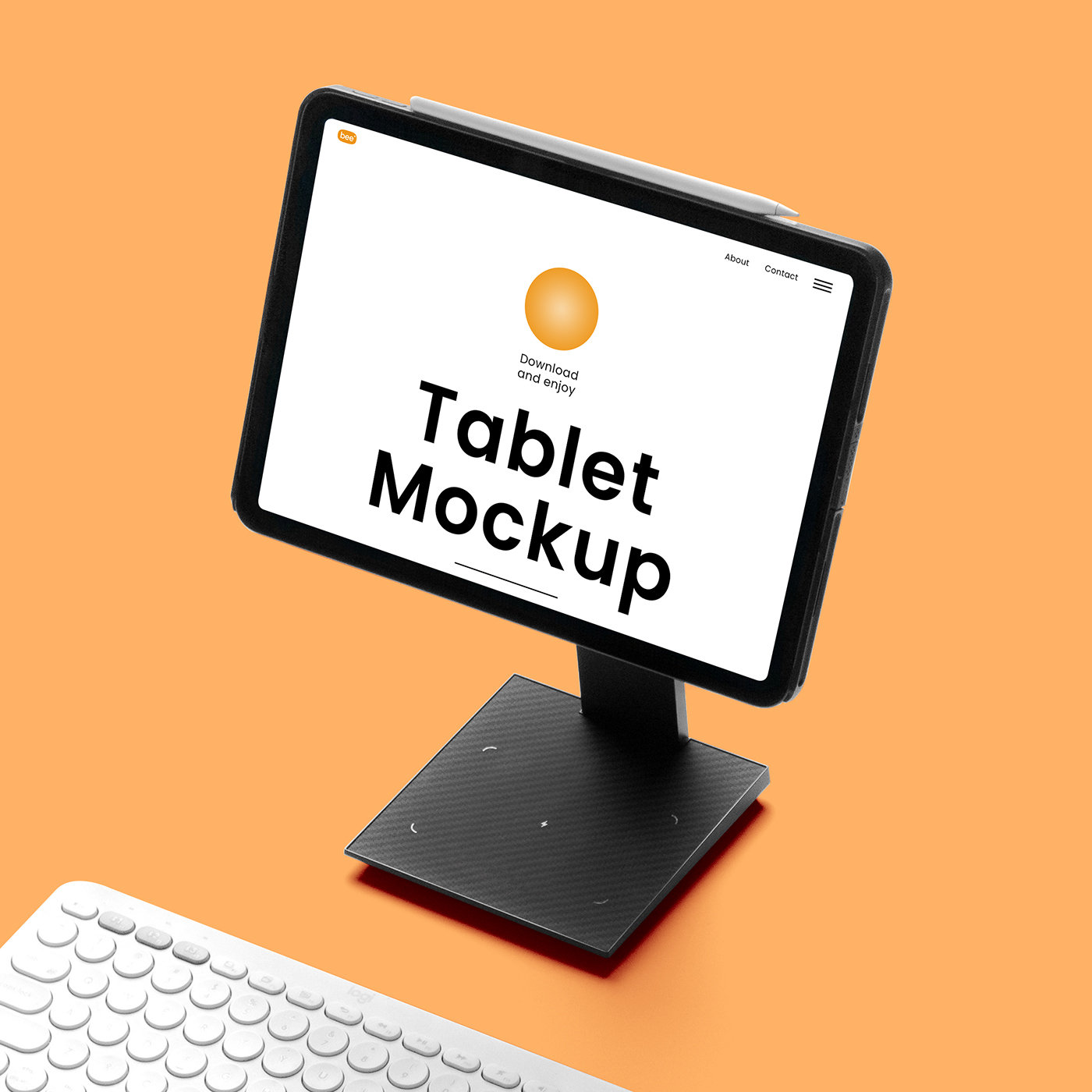 Perspective View of Tablet Mockup on Stand FREE PSD
